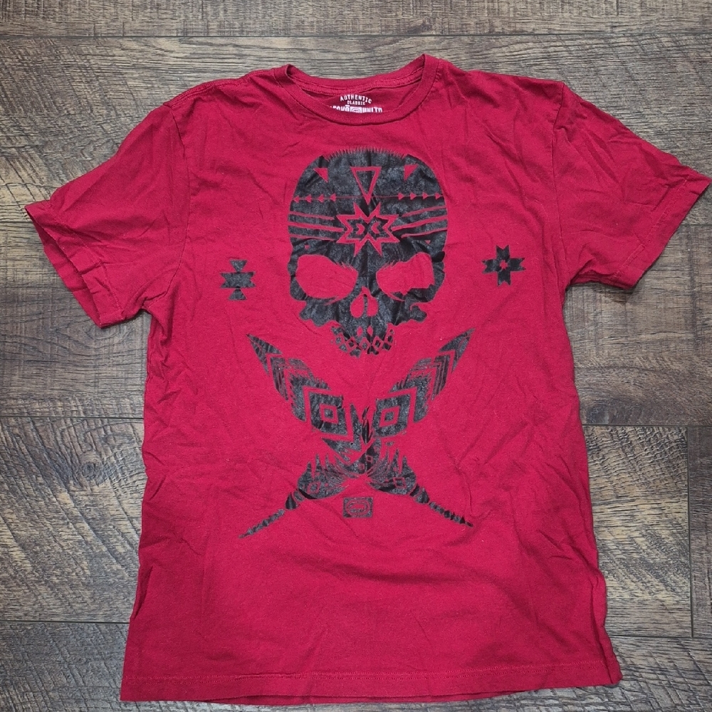 Ecko Unltd Affliction Red Skull Graphic Cotten Tee